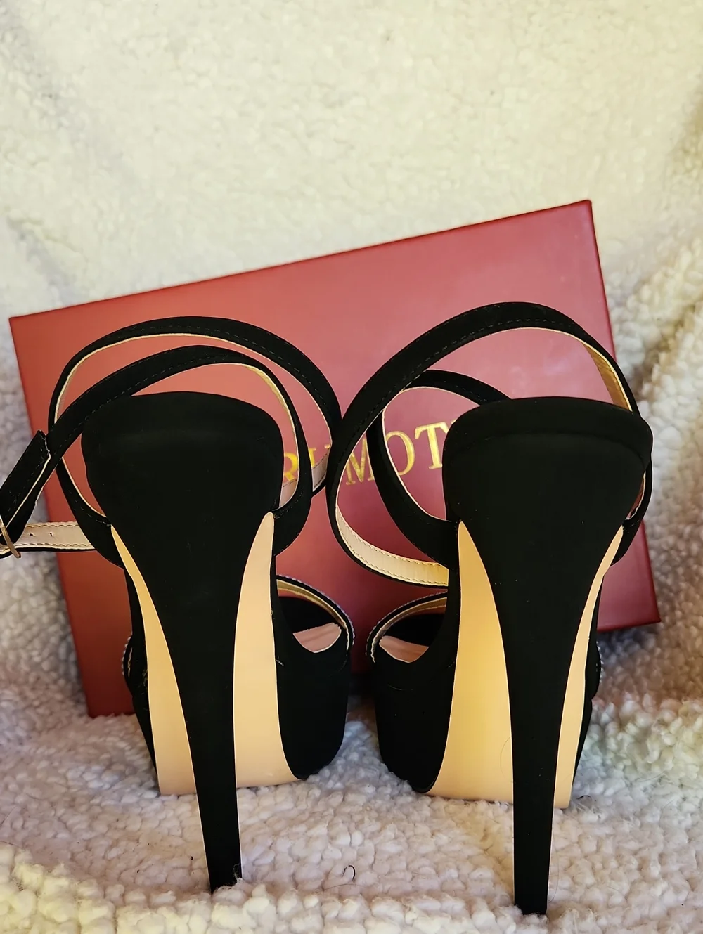 Black Rhinestone Platform Heels - Merumote